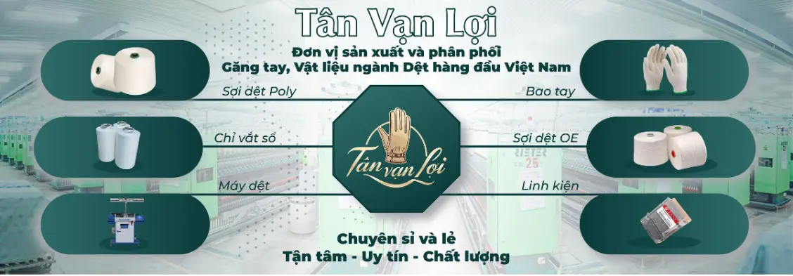 găng tay bảo hộ được sản xuất từ sợi dệt cotton tại xưởng Tân Vạn Lợi